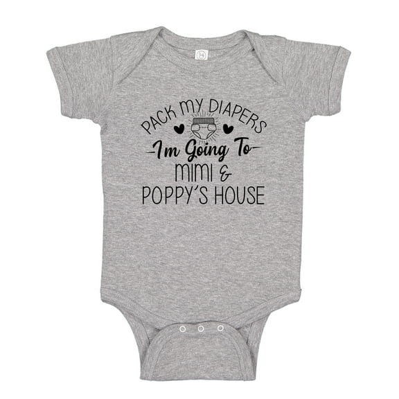 Pack My Diapers I'm Going to Mimi and Poppy's House Baby Bodysuit One Piece NB Athletic Heather