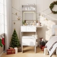 thumbnail image 4 of Kojooin Makeup Vanity Desk with Smart LED Mirror, Power Station and Storage Chair, Small White Vanity Table with Shelves, 4 of 8