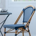 thumbnail image 6 of Merrick Lane Set of Two Stacking French Bistro Chairs with Navy and White PE Seats and Back and Bamboo Finished Aluminum Frames for Indoor/Outdoor Use, 6 of 12
