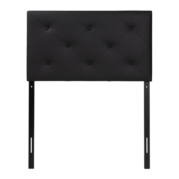 Bowery Hill Modern Faux Leather Upholstered Twin Headboard in Black