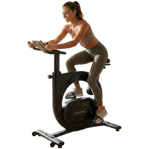 Magnetic Stationary Exercise Bike for Home Workouts – 22-28lbs Flywheel, App Connectivity, 300lbs Max Capacity, LCD Monitor, Tablet Mount – Indoor Cycling Cardio Trainer, Black
