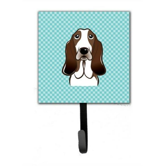 Checkerboard Blue Basset Hound Leash & Key Holder