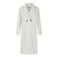 thumbnail image 6 of XFLWAM Trench Coats for Women Oversized Lapel Double Breasted Pea Coat Winter Wool Blend Jacket Trench Coat Long Coat White S, 6 of 8