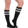 thumbnail image 2 of Amscan Standard Knee High Socks with White Stripes, Black, 10 x 3", 2 of 2