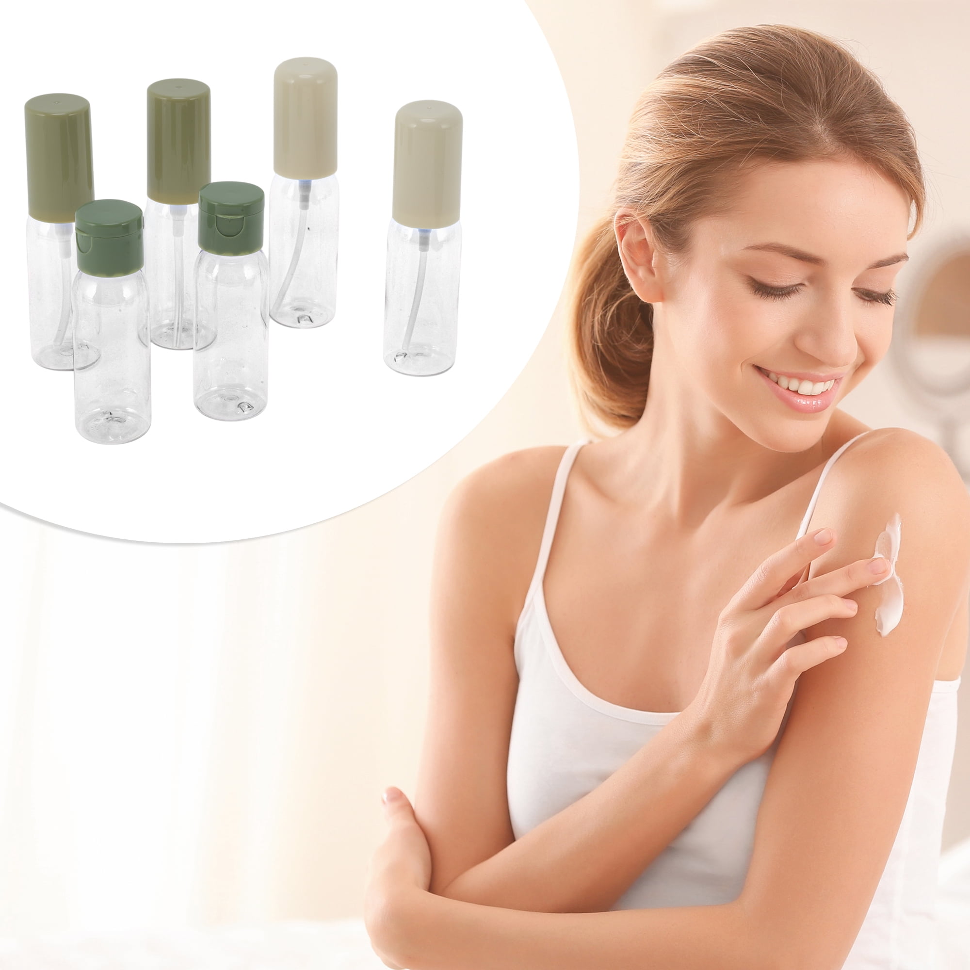 Unique Bargains Refillable Travel Container Set 8 Pcs Green, Beige