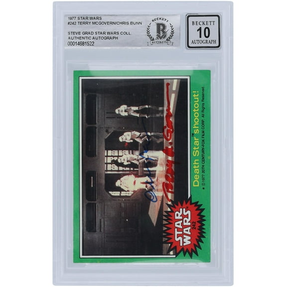 Terry McGovern and Chris Bunn Star Wars Autographed 1977 Topps Series 1 #242 BGS Authenticated 10 Auto Card