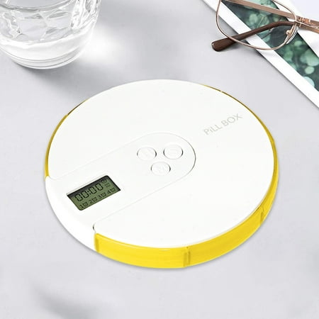 Qonioi 7-Day Electronic Pill Organizer with Alarm, Digital Medication Reminder Box, Portable Weekly Pill Case for Travel Home Office