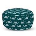 thumbnail image 1 of Whale Pouf Cover with Zipper, Sleeping Kings of the Oceans in the Sky Among the Moon and Stars Nature, Soft Decorative Fabric Unstuffed Case, 30" W X 17.3" L, Pale Blue Beige Teal, by Ambesonne, 1 of 5