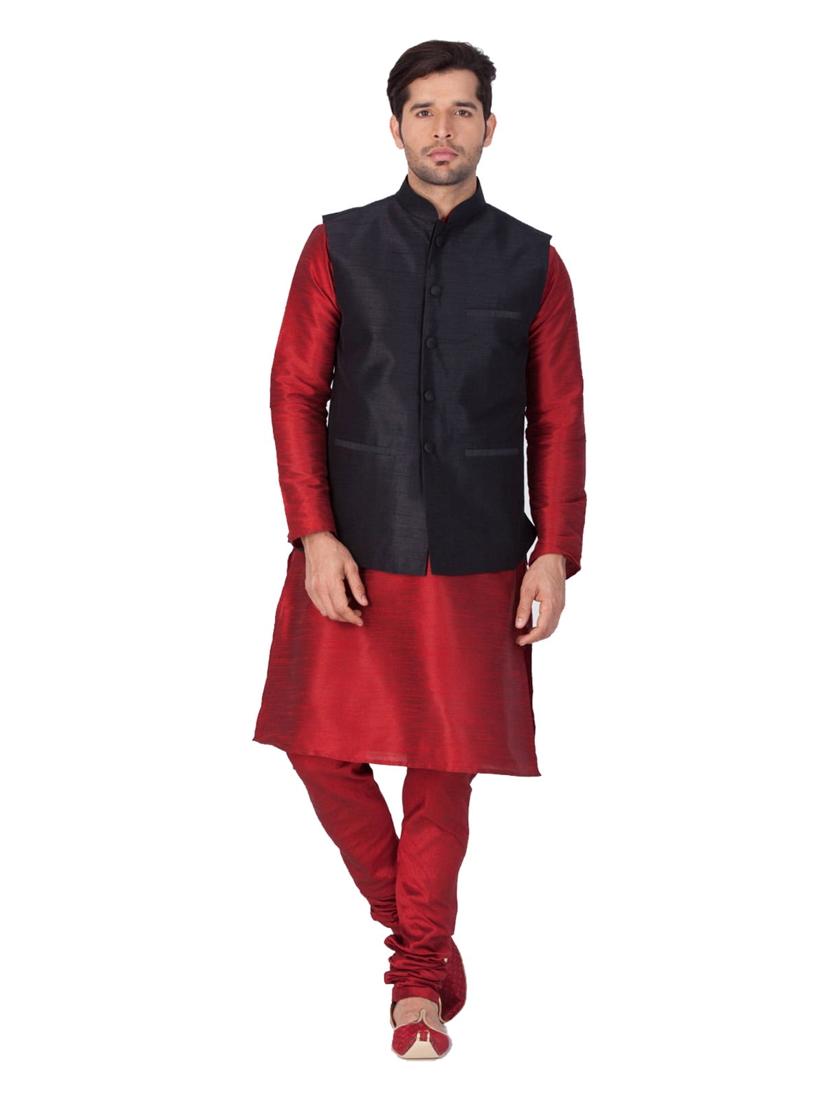 Set pigiama da uomo in cotone indiano Kurta | Lakhnavi Chikankari ricamato Designer Diwali Traditional Wear, rosa, S