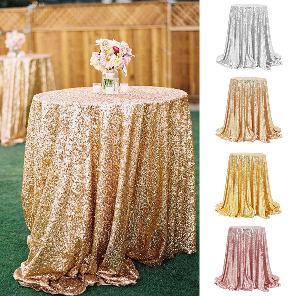 48" Round Glitter Sparkly Sequin TableCloth Cover For Wedding Party Restaurant 