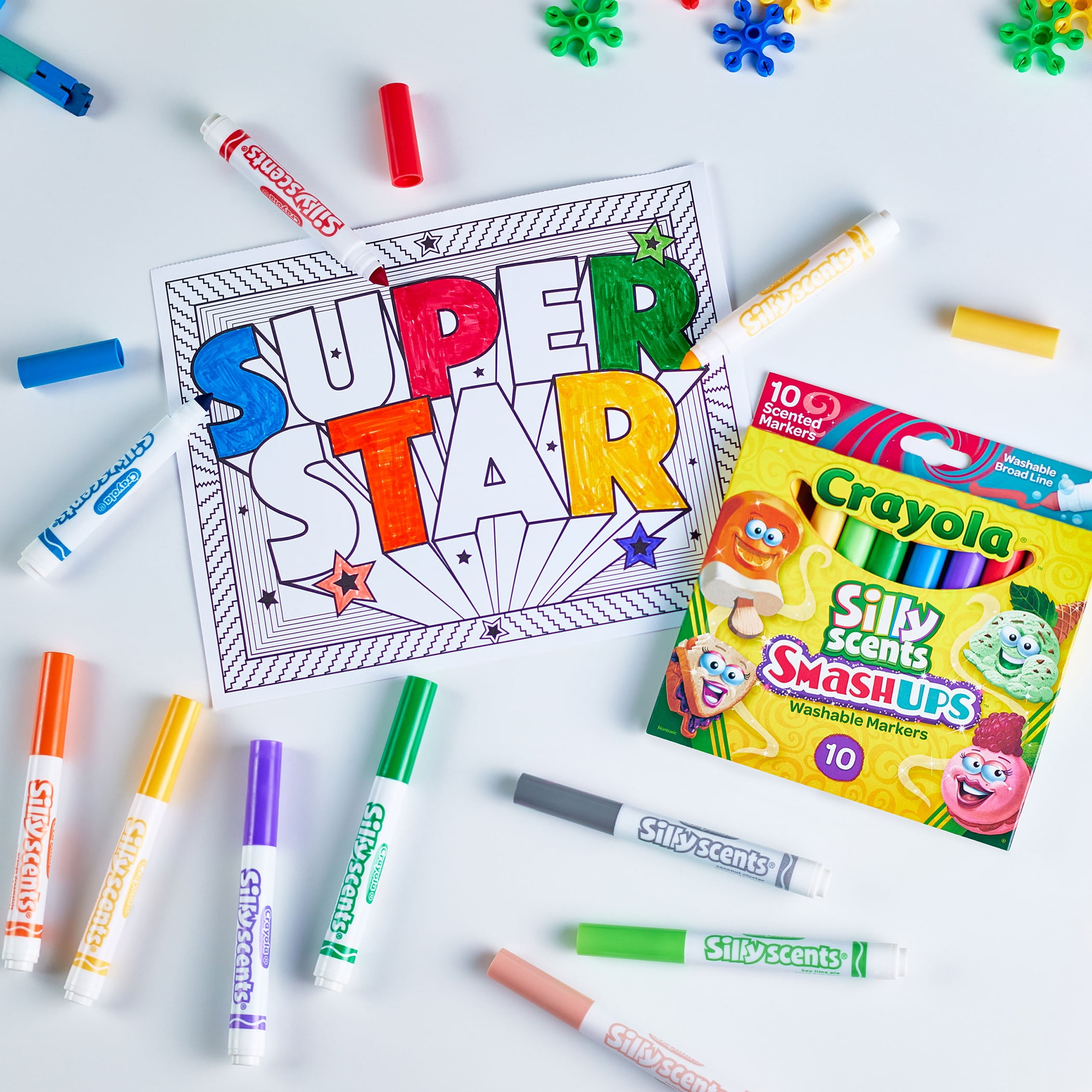 Crayola Silly Scents Smash Ups Broad Line Washable Scented Markers, 10 Per Pack, 6 Packs