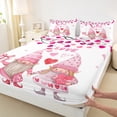 thumbnail image 3 of jejeloiu Cute Cartoon Gnome Bed Sheets,Romantic Gift King Sheets,Pink Heart Print Sheet Set For Girls,Luxury Bedroom Decor,4-Piece, 3 of 7