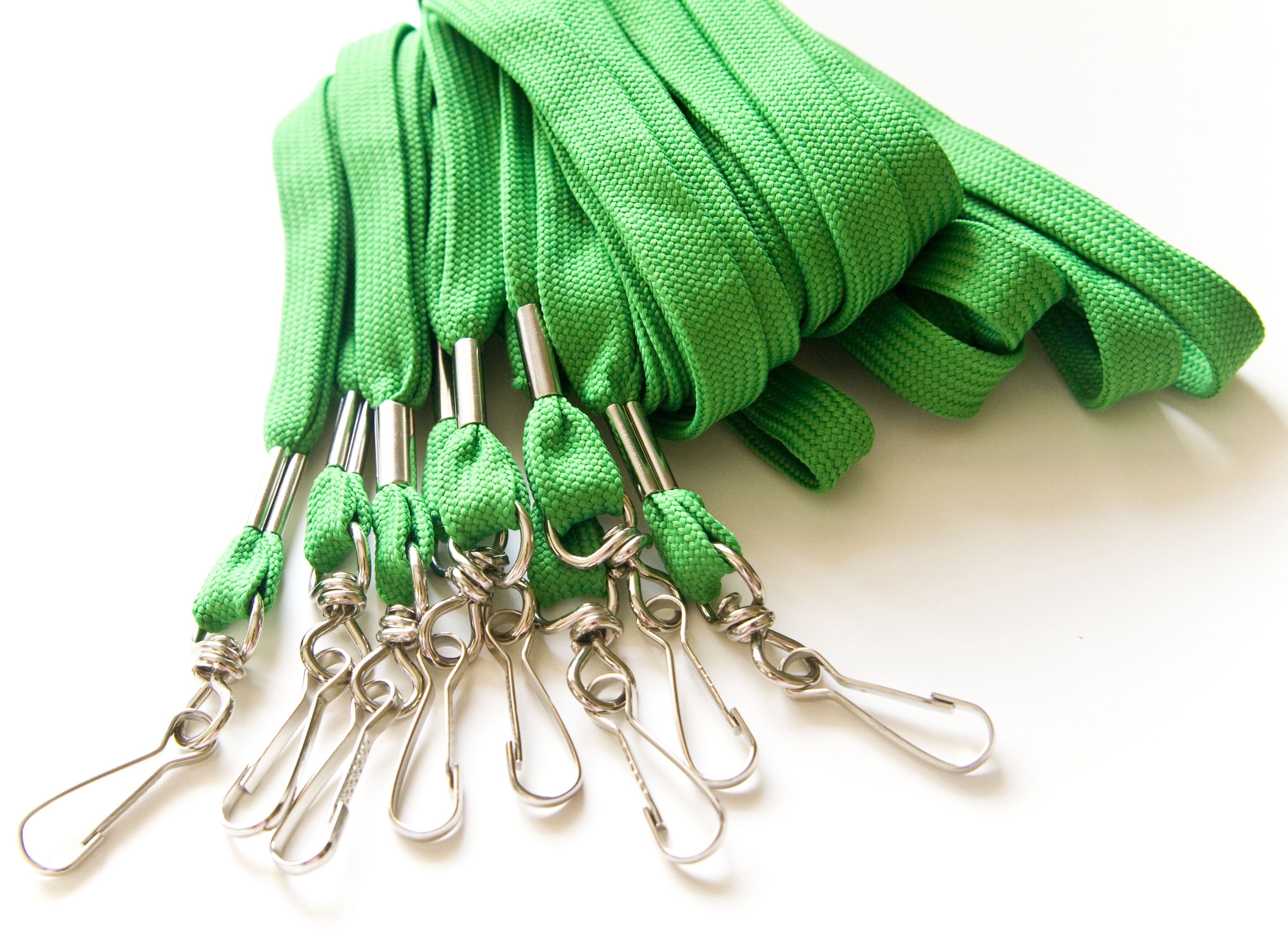 100pcs Flat ID Neck Lanyards for Badges with Swivel J-Hook, Green by OnDepot