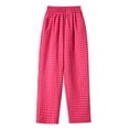 thumbnail image 6 of Womens Pajama Pants Casual Plaid Wide Leg Lounge Pants For Women Comfy Thin Summer Pants Hot Pink XXL, 6 of 9