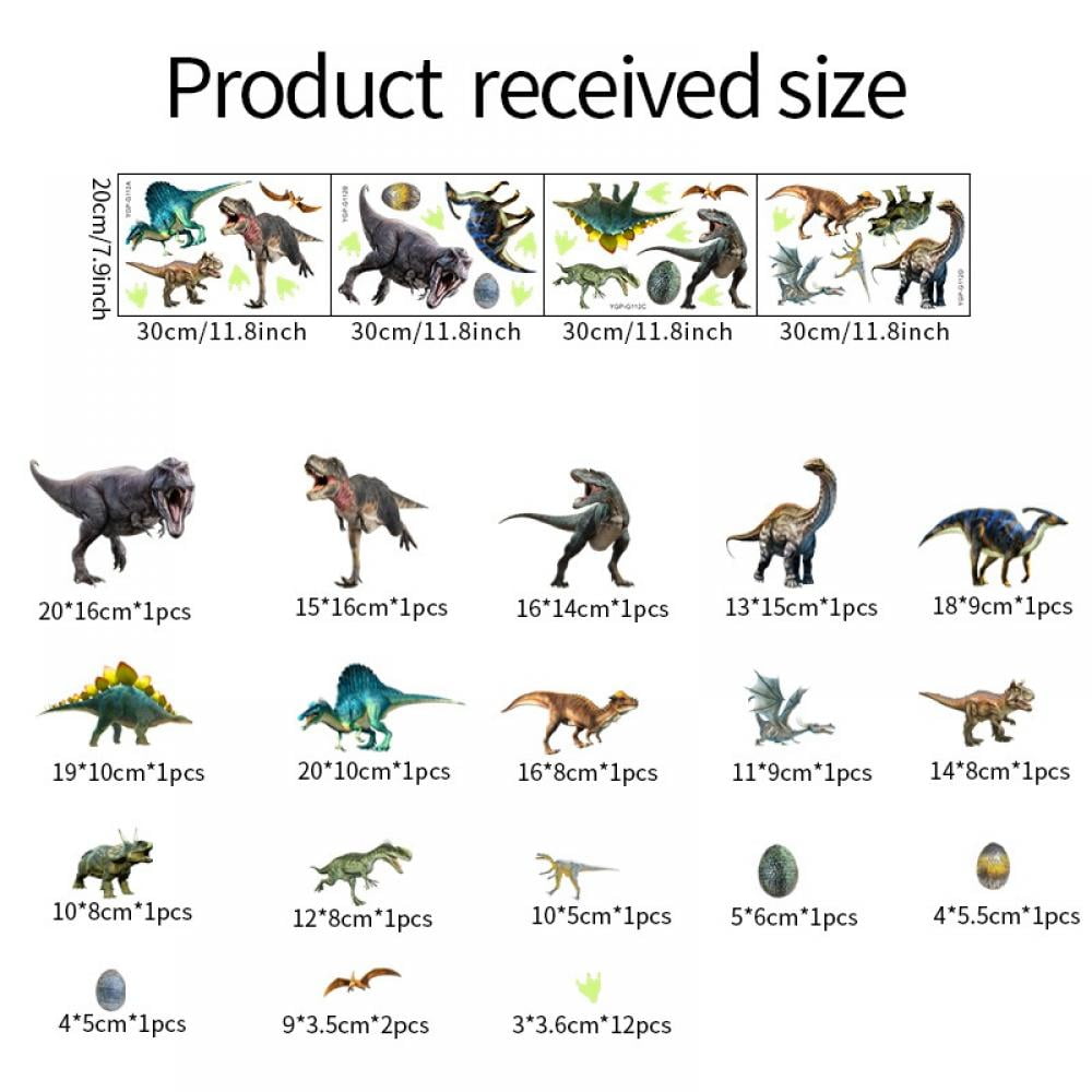 Glow in The Dark Dinosaur Wall Decals,Glowing Stickers for Ceiling,Boys Bedroom Decoration,Large Luminous Removable Dinosaur Wall Decor for Nursery,Kids Birthday Gift