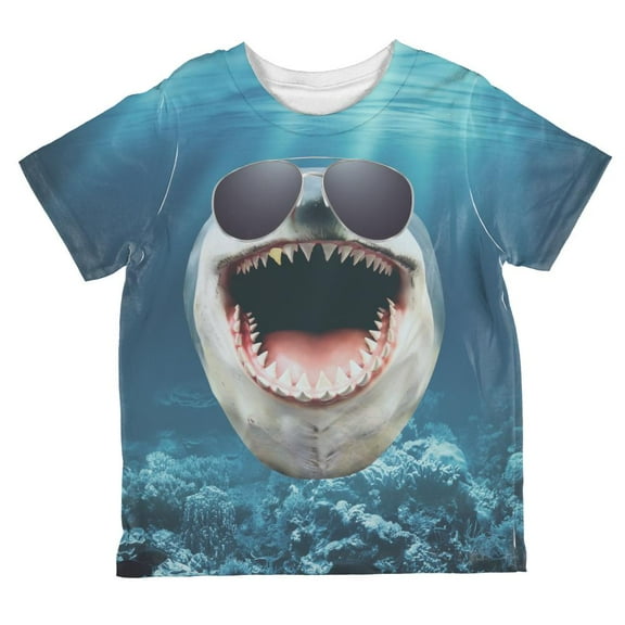 Goofy Great White Shark With Sunglasses All Over Toddler T Shirt Multi 4T