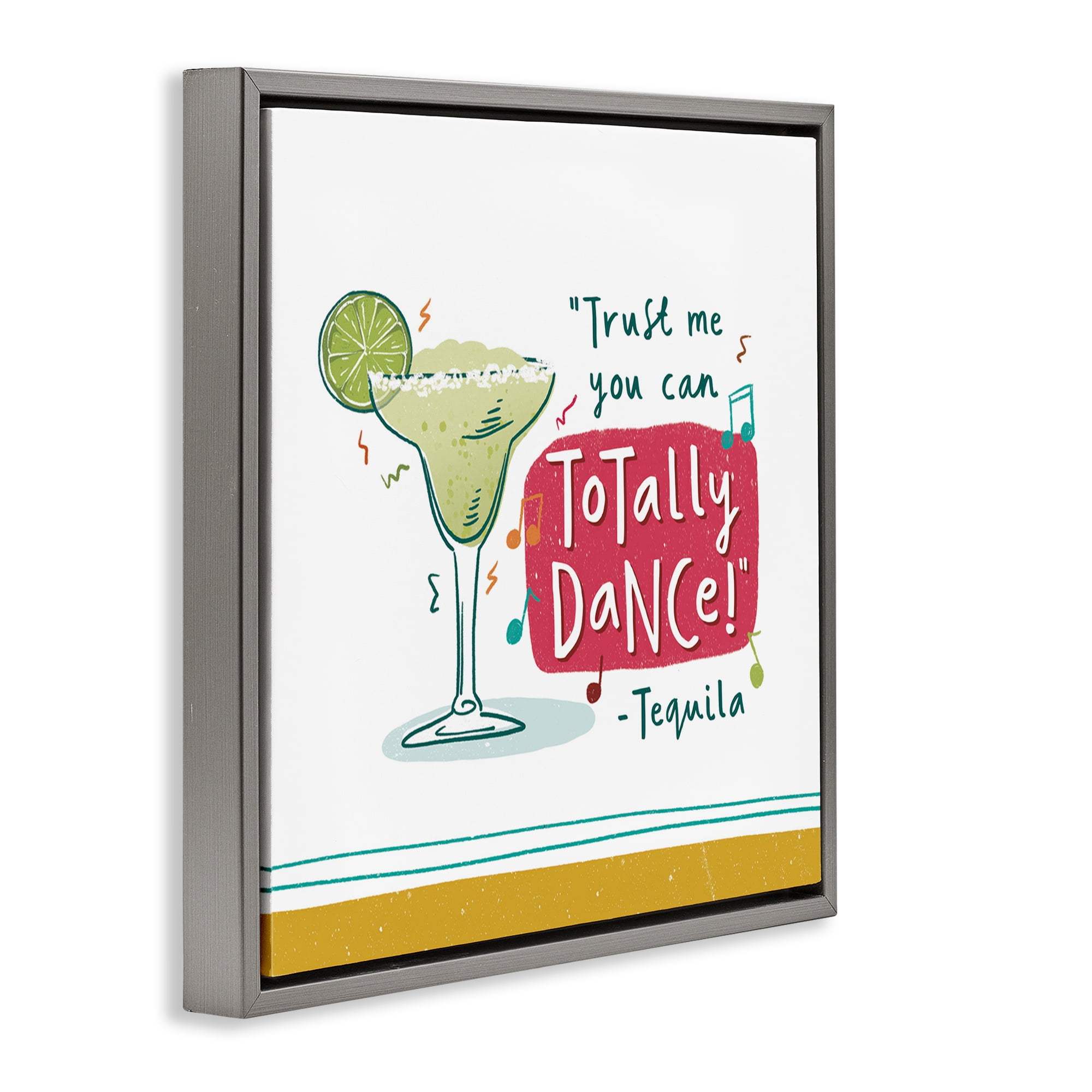 Stupell Industries Funny Tequila Phrase Food & Beverage Painting Gray Floater Framed Canvas Art Print Wall Art, 18 x 18