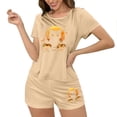 thumbnail image 5 of FDGIU Women's Halloween Pajama Set 2025 - Spooky Graphic Print 2-Piece Lounge Wear, Cute Short Sleeve Top & Elastic Waist Shorts, Soft Lightweight Sleepwear, 5 of 7