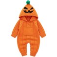 thumbnail image 2 of Baby Long Sleeve Hooded Jumpsuit Pumpkin Halloween Party Clothes Halloween Kids Size 3-6 Months, 2 of 7