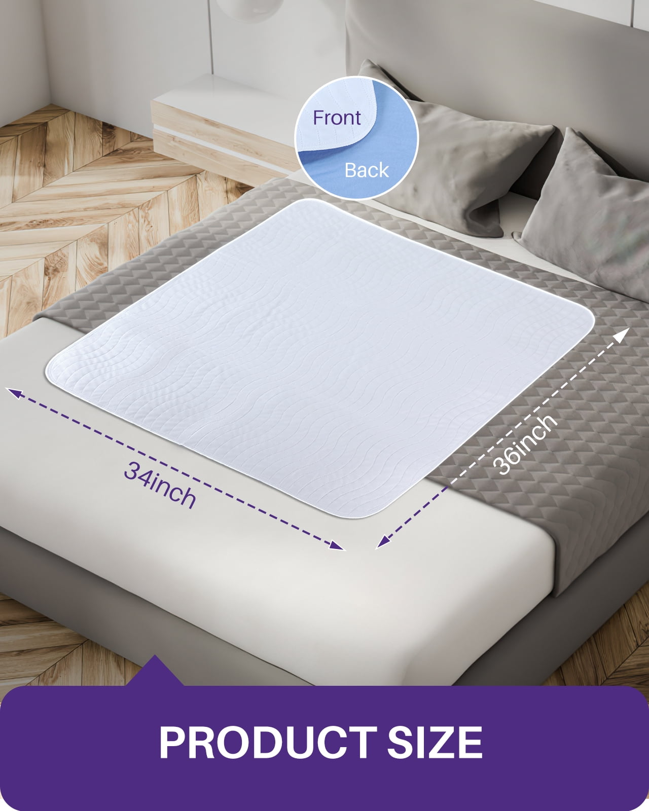 KEKOY Reusable & Washable 34x36 inch Bed Pads for Incontinence, 4 Pack Waterproof Pee Pads for Adults, Seniors