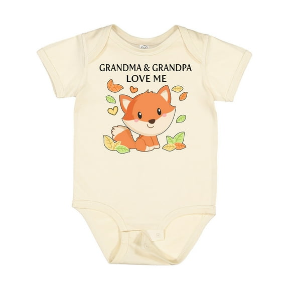 Inktastic Grandma and Grandpa Love Me Little Fox Boys or Girls Baby Bodysuit