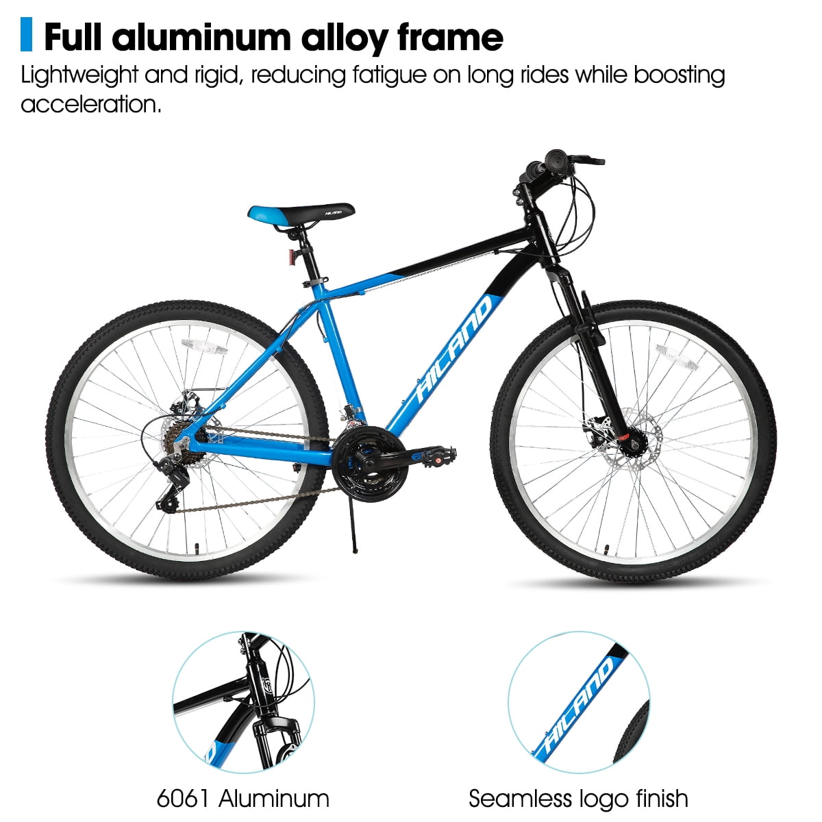 Hiland 26 Inch Mountain Bike, 18 Speed MTB with Dual Disc Brake, Mountain Bike for Men , Aluminium Frame Bicycle