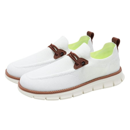 Sexlip Men s Casual Loafers - Large Size Breathable Mesh Shoes  Soft Sole  Round Toe Slip-Ons for Indoor and Outdoor Use White 41