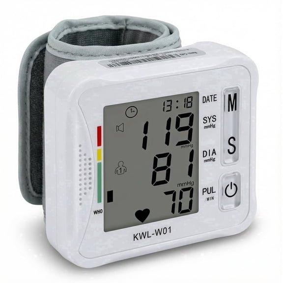 Wrist Blood Pressure Monitor for Home Use, Wrist Digital BP Machine Cuff with LED Backlit Display, Voice Broadcast, 2 * 99 Memory Storage for 2 Users with Carrying Case