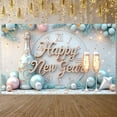 thumbnail image 5 of Gold Lettering Happy New Year Banner Light Blue Theme New Year Banner Elegant Design Festive Celebration Banner for New Year Party Holiday Celebration Indoor Decoration, 5 of 7