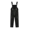 thumbnail image 6 of YEAHDOR Kids Girls Casual Metallic Overalls Wide Shoulder Straps Sequins Jumpsuit Romper Carnival Outfit Black 8, 6 of 7