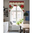 thumbnail image 4 of Christmas Poinsettia Swag Valances for Windows, Curtains Drapes, Red Flowers Green Leaves Xmas Bells Vintage Kitchen Window Curtains Over Sink Window Treatment Valance for Bedroom/Bathroom 56"x36", 4 of 5