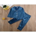 thumbnail image 2 of Ensemble de Pyjamas en Satin de Soie pour Enfants 2 Pcs Unisexes Haut à Manches Longues Col Rabattu Pantalon Taille Élastique, 2 of 7