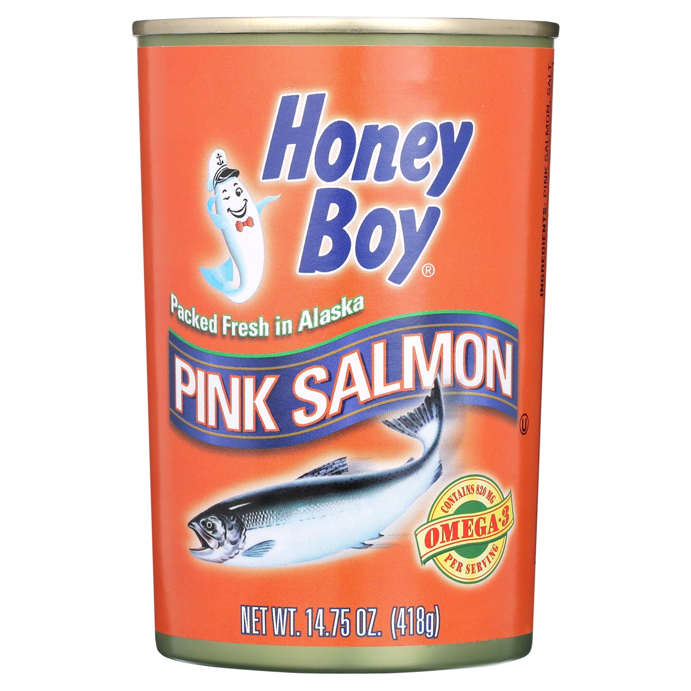 (2 pack) Honey Boy Pink Salmon 14.75 oz - Natural Source of Omega-3, Freshly Packed in Alaska