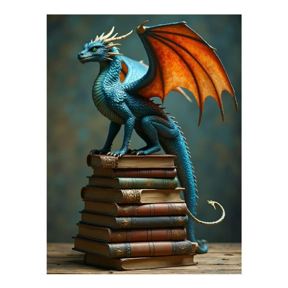 Diamond Art Kit for Adults, Blue Dragon Perched On S Diamond Painting for Adults Beginners, DIY Diamond Art Painting Kits, 5D Diamond Painting Crafts for Home Decor 12x16 Frameless