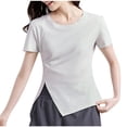 thumbnail image 1 of SROBPTY Chemises d'Été pour Femmes, Blouse Décontractée Oversize à Col Rond à Capuche Manches Courtes T-shirt Violet, TG, 1 of 3
