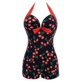 thumbnail image 1 of Plus Size Women One-Piece Swimsuit, Halterneck Bandage Swimwear, Swimming Padded Push-up Bra Swimming Bathing Suit, 1 of 4
