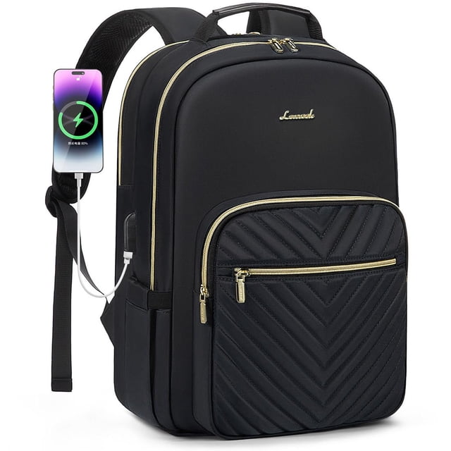 Mochila para portátil LOVEVOOK para mujer, 15.6 pulgadas, impermeable, negra
