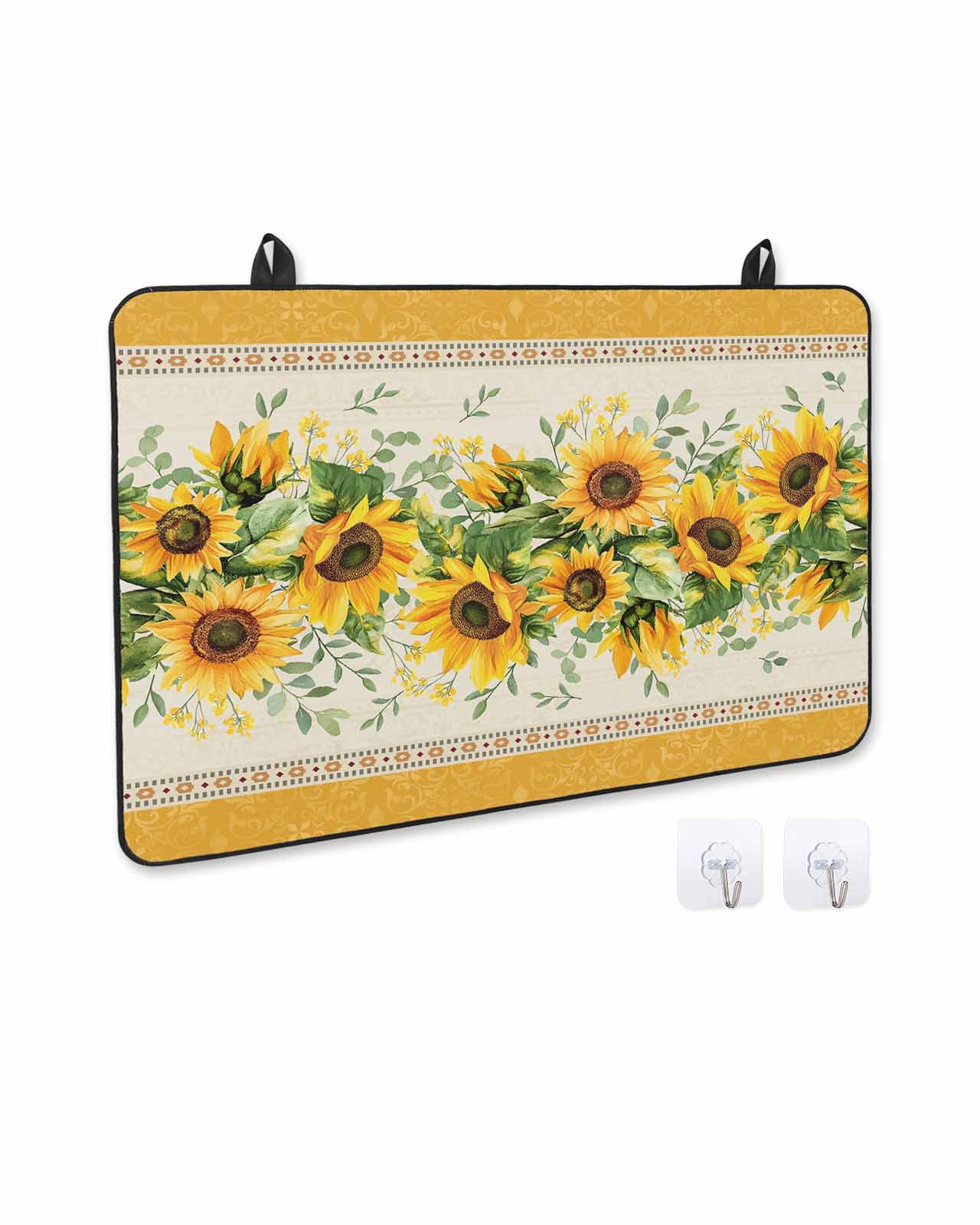 nqOlkjepod Large Induction Cooktop Protector Mat 24"x21", Sunflower Yellow Stove Top Covers for Electric Stove, Retro Southwest Country Plant Leaf Floral Stove Burner Cover Mats Stove Cover