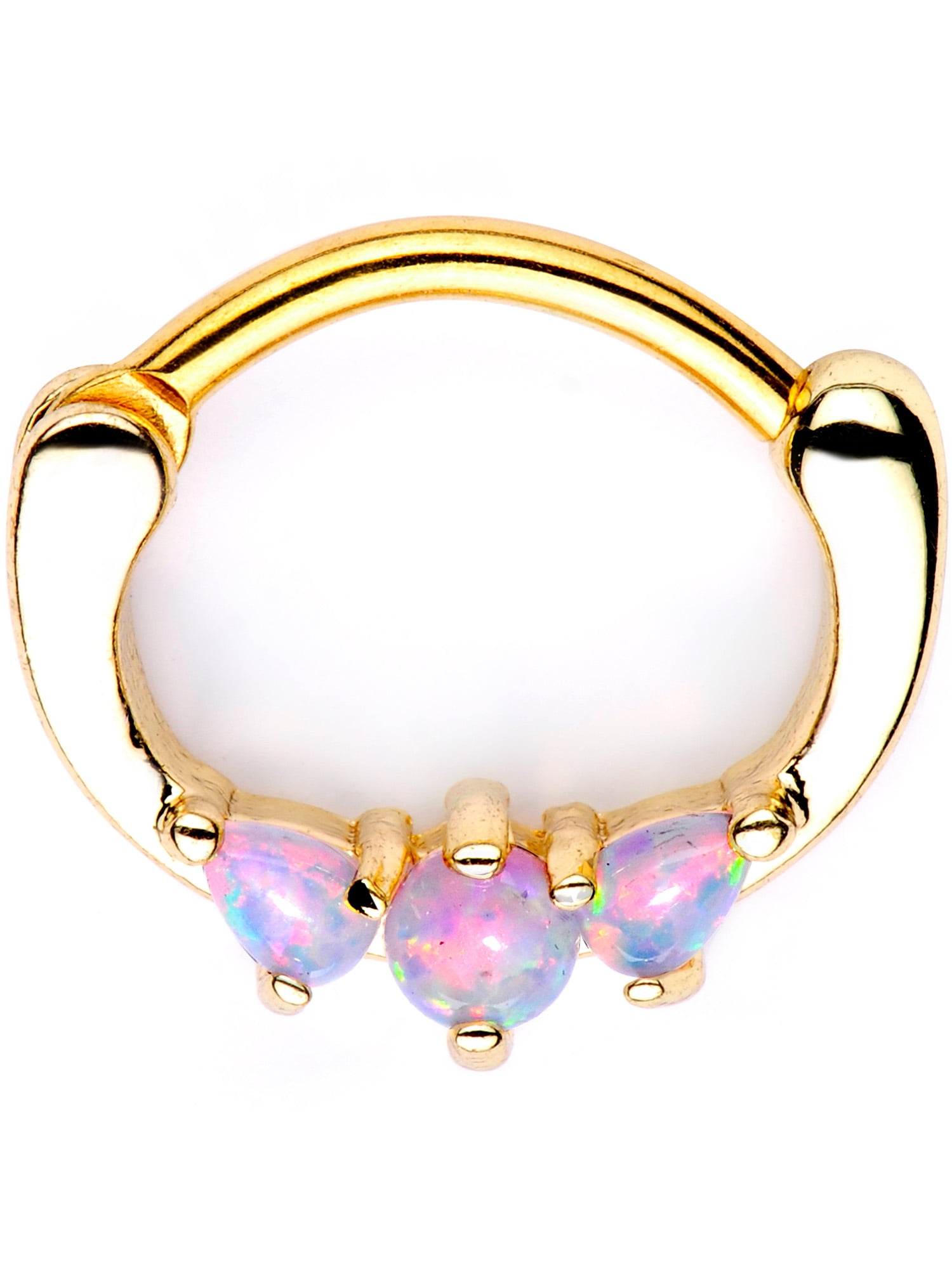 Body Candy 16G 316L Steel Septum Jewelry Pink Synthetic Opal Septum