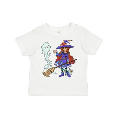 

Inktastic Halloween Cute Witch with Patchwork Cat and Ghost Gift Toddler Boy or Toddler Girl T-Shirt