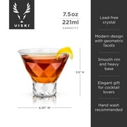 Viski Raye Gem Martini Glasses, Wedding Party Gifts Home Bar 7.5oz Set of 2