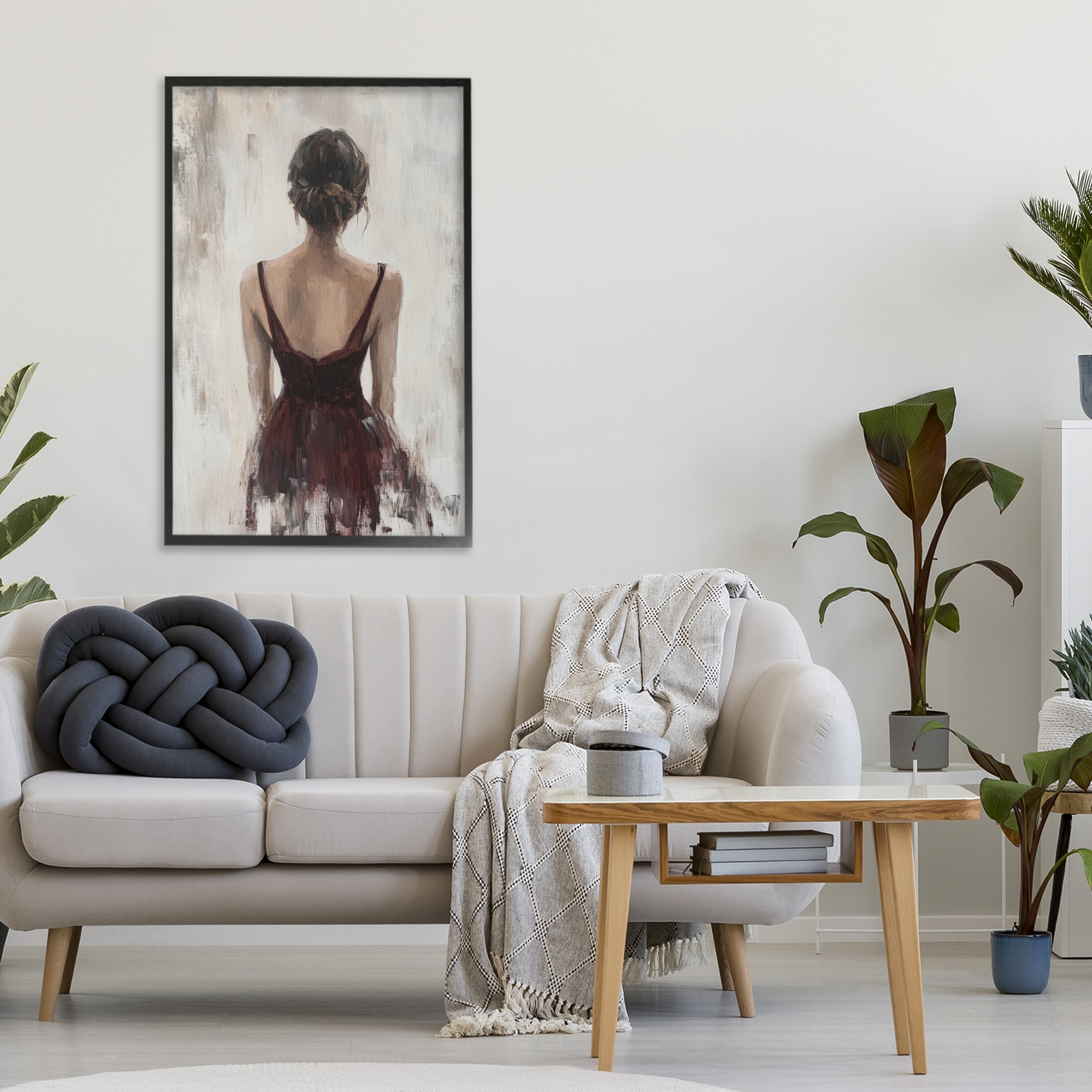 Stupell Industries Portrait of Woman in Burgundy Black Framed Giclee Art, design by Petal Prints Design