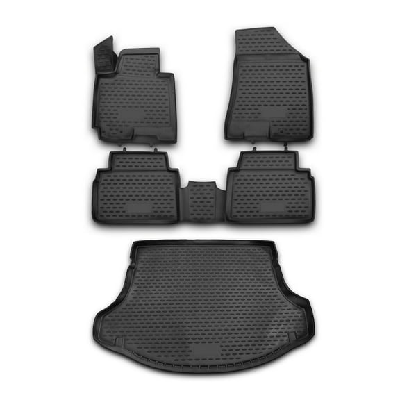 OMAC Floor Mats Cargo Liner Set for Kia Sportage 2010-2016 Black 5 Pcs