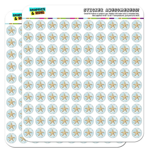 Starfish Ocean Sea Creature Beach 1/2" (0.5") Scrapbooking Crafting Stickers