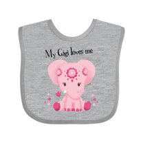 Inktastic Aditi My Gigi Loves Me Pink Elephant Beautiful Girls Baby Bib
