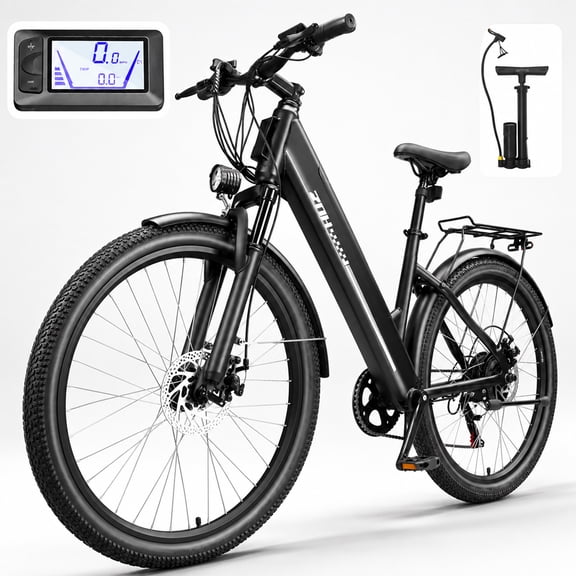 ZNH 26" Low‑Step Class 2 Commuter Electric Bike for Adults |750W Motor Max 20mph |48V 13Ah (624Wh) Removable Lithium‑ion Battery Women City Ebike | UL2849 | Black