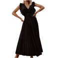 thumbnail image 2 of Qiopertar Liquidation à Moins de 5$ Robe de Mode pour Femmes Couleur Unie Col en V Fendue Sans Manches + Ceintures Liquidation jusqu'à 65 % de Réduction, 2 of 9