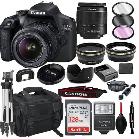 Canon EOS 2000D DSLR Camera with 18-55mm f/3.5-5.6 Lens Black (International Model)