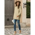 thumbnail image 2 of DARING DIVA Round Neck Pullover Long Sleeve Casual Sweater M Khaki, 2 of 7