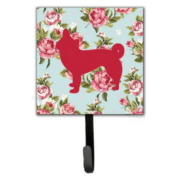 Caroline's Treasures BB1068-RS-BU-SH4 Chihuahua Shabby Chic Blue Roses Leash or Key Holder, Blue, Single Hook, multicolor